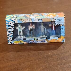 Futurama Series 1 Heavyweights Die Cast 4 x Figure Box Set, Leela Fry Bender New